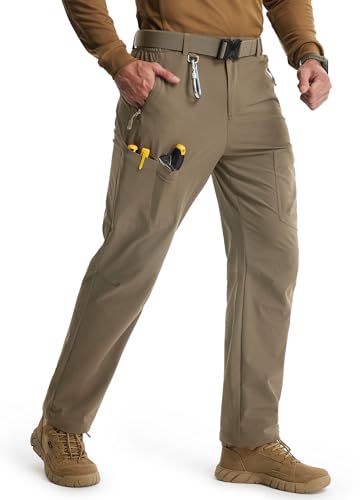 Libin Men's Cargo Work Pants 30' Hiking Hunting Tactical Outdoor Pants Water Resistant Quick Dry Stretch Ripstop Khaki 32W x 30L