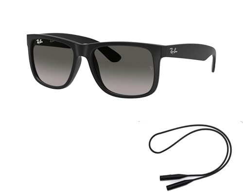 Ray-Ban RB4165 Sunglasses Bundle: RB 4165 601/8G Justin Rubber Black Light Grey and Universal Anti-slip Silicone Leash2