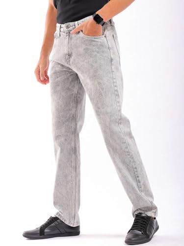 Image of The Indian Garage Co Men Vintage Straight Fit Solid Mid-Rise Jeans
