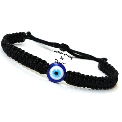 Jewel string by Bk arts Evil eye with black cord adjustable bracelet to avoid negative energy for girls boys men women (unisex)