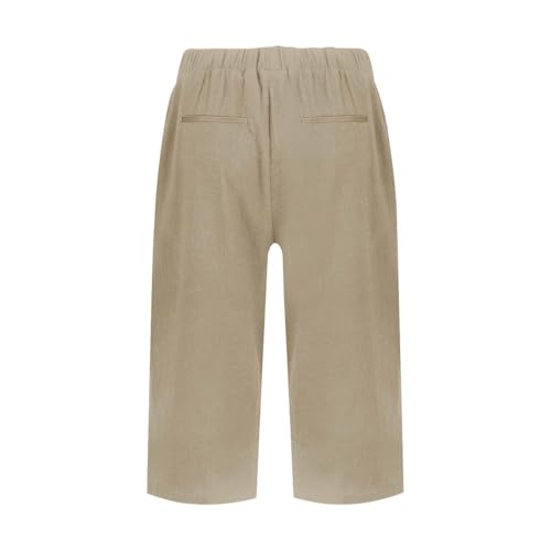 Linen Shorts for Women Knee Length Shorts Summer Casual Loose Beach with Pockets4