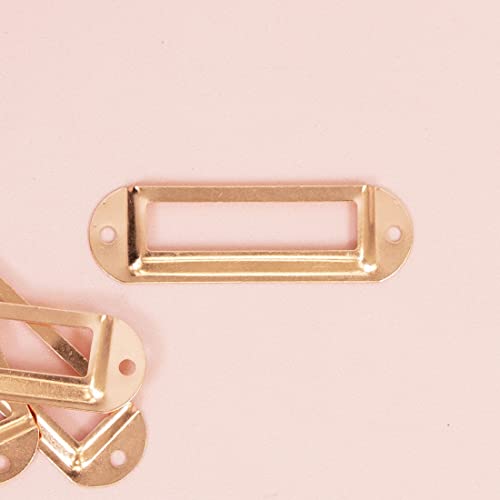 Image of Craftelier - Set of 4 Basic Metallic Label Holders for Decorating Your Scrapbooking Projects and Labeling Albums, Planners, Notebooks or Organizing Boxes - Size 7 x 2 cm - Rose Gold Color