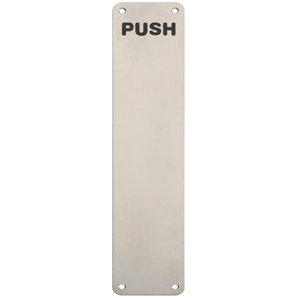 Loops Satin Stainless Steel Push Engraved Door Finger Plate - 350 X 75Mm - Push Plate | Protective Door Push Plate - Commercial Door Finger Plate - Plain/Push/Pull Engraved Options