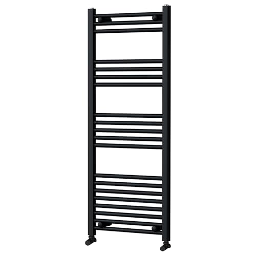 Go Bathrooms Nola Bathroom Towel Rail Heated Bathroom Radiator Wall Mounted Ladder Rail Black - 1200mm x 500mm