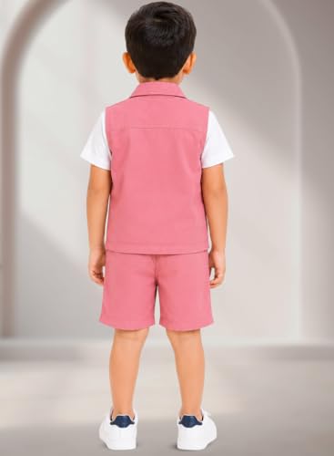Image of 3BROS Kids Cotton Shirt Shorts Set for Boys Kids Clothing /Boys Clothing Set (Party /Festive) Wear
