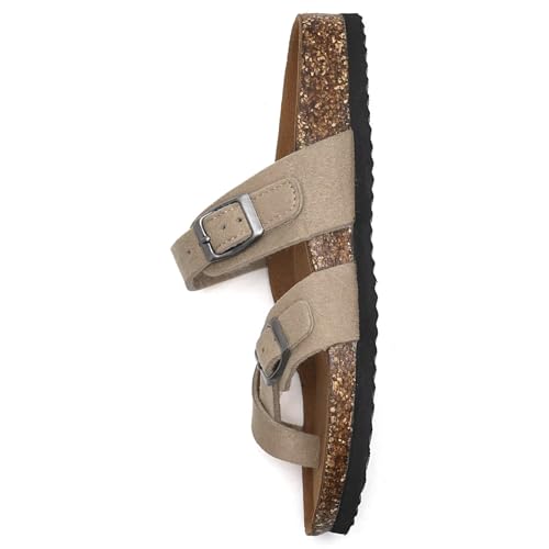 Image of Torotto Boys Girls Sandals with Cork Footbed Adjustable Buckle Casual Flip Flops Sandals Open Toes Flat for Kids Toddler