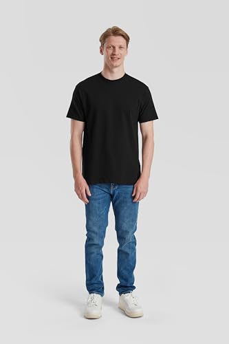 Fruit of the Loom Pure Cotton T | Camiseta para hombre y mujer | 100% algodón orgánico, cuello redondo, corte clásico, etiqueta Tear-Away | Camiseta básica sostenible, Negro , L
