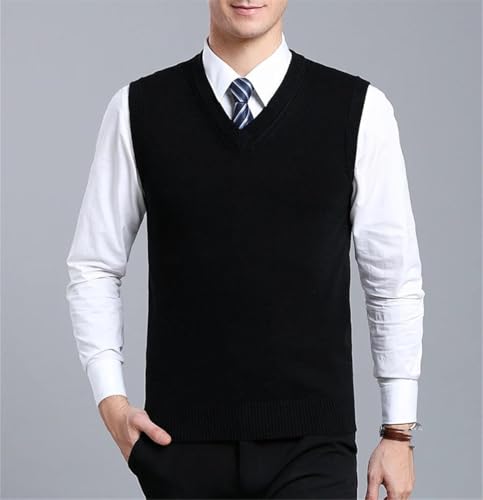 Men's Wool Pullover Vest Business Casual Knitted V-Neck Sleeveless Solid Color Outwear Tops2