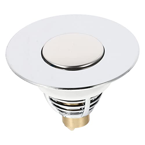 Lurrose Modern Sink Bounce Strainer Washbasin Drain Plug Sturdy Silver No Tools Needed