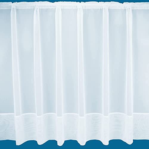 Marseilles Plain Envelope Hemmed Net Curtain in White - Sold by the Metre (Drop: 68cm (27))