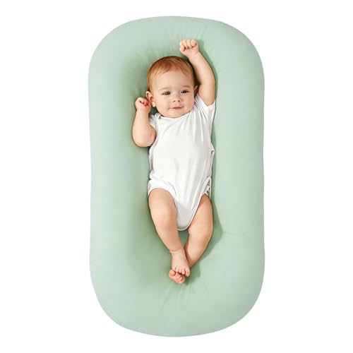 Image of Saanerueen Baby Support Cushion for Newborn, Infant Support Cushion, Portable Tummy Time Mat for Home and Travel, Supervised Use, Soft Breathable Cotton, Baby Essentials Gift (Green)