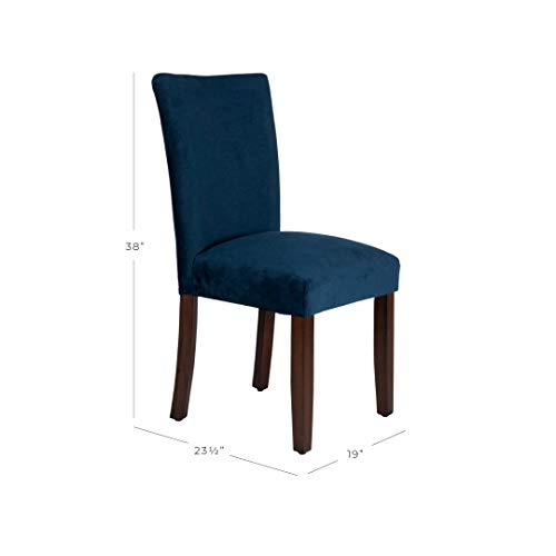 Image of HomePop Parsons Classic Upholstered Accent Dining Chair, Set of 2, Navy Velvet