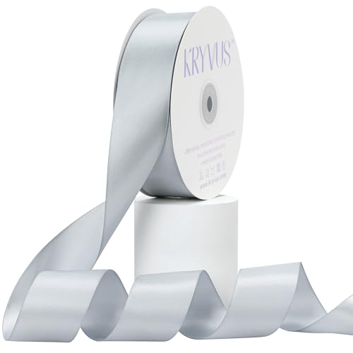 Kryvus Silver Gray Satin Ribbon Double Faced 1-1/2 Inch X 50Yds Gray Ribbon