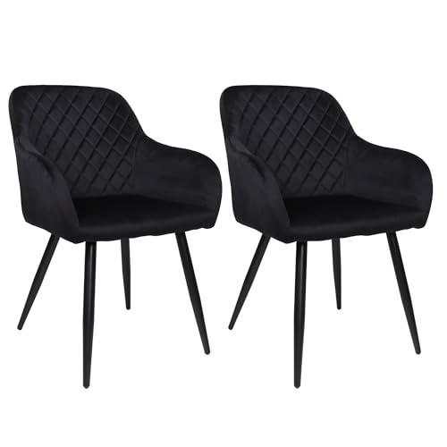 Albatros Lot de 2 chaises de salle à manger Salo, noires, modernes et élégantes, rembourrées,...