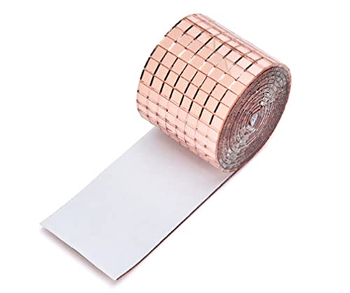 SYNYEY Piastrelle per mosaico, quadrate, autoadesive, in vetro per cucina, bagno, piastrelle, fai da te, 4 x 100 cm (oro rosa)