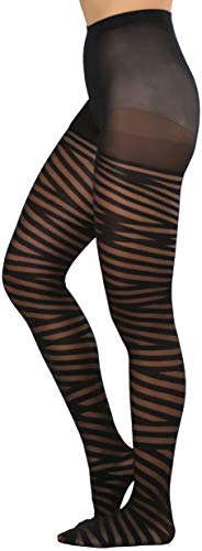 Image of ToBeInStyle Women's Strappy Zig Zag Lace Up Bandage Print Fashion Goth Tights