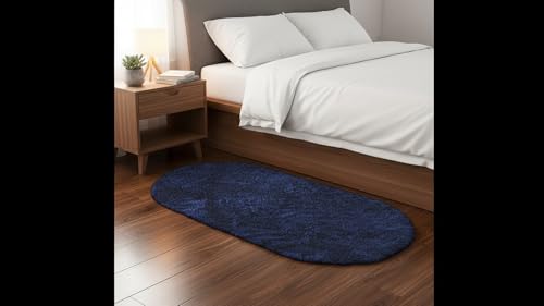 Image of Fluffy Silky Micro Fiber Polyster Carpet /Runner for Bedroom, Study Room, Playing Room, Guest Room ETC. 5x7 feet Feet, (Blue)
