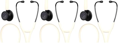Image of 3M Littmann Cardiology IV Diagnostic Stethoscope,6186C,More Than 2X as Loud,Weighs Less,27 inch Alabaster Satin-Finish Tube for Added Comfort,Flexibility & Cleanability,Black-Finish Chestpiece(Pack of 3)