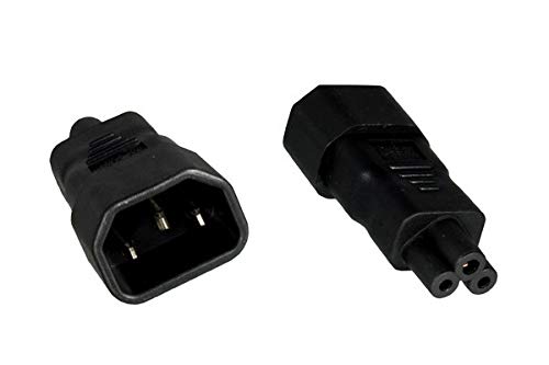 Stromadapter, Netzadapter C14 Kaltgerätebuchse auf C5 Stecker, Micky Adapter 3-polig (3 Stück, schwarz)