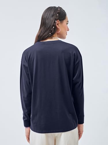 Image of Bewakoof Women's 100% Cotton Graphic Print Oversized Fit Round Neck T-Shirt