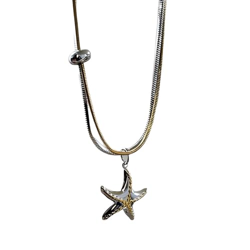 Collar de acero inoxidable con acabado premium y colgante de estrella de mar elegante