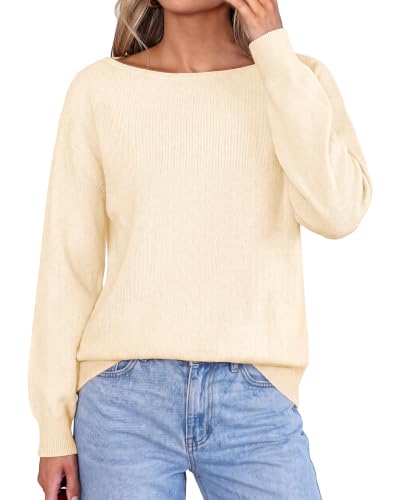 BTFBM Off The Shoulder Sweater Lightweight Going Out Top,Beige,Small - image 4