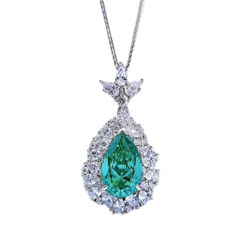 Moissanite poire tourmaline pendentif anniversaire bijoux femme élégante