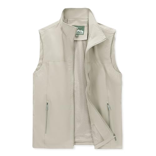 DUOFIER Men's Casual Vest Lightweight Outdoor Work Photo Cargo Sleeveless Jacket for Hiking Travel