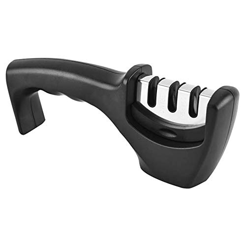 ERTDDE Knife Sharpener- 3 Stage Kitchen Knife Sharpening Tool Sharpens Chef's Knives, Helps Repair, Restore and Polish Blades, Black