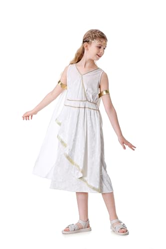Disfraz para niñas Diosa Griega Atenea Toga blanca de terciopelo miniatura 4
