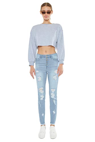 Kan Can USA Victoria High-Rise Exposed Button Wash Skinny Jeans - kc7113