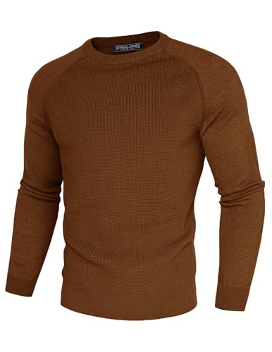 Pj Paul Jones Pj Mens Casual Crew Neck Sweaters Wool Blend Knit Pullover Soft Stretch Fitted Brown thumb #3