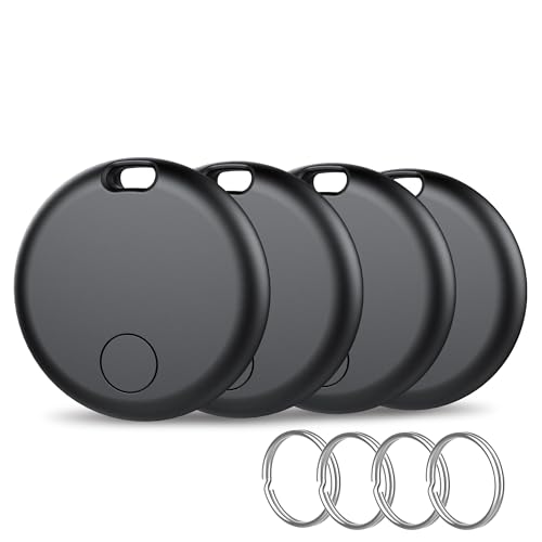 Tracker Tags Bluetooth Item Finder-4Pack，Compatible with Apple Find My APP (iOS Only) Replaceable Battery, IP67 Waterproof, Suitable for Luggage, Bags, Wallets, Backpacks, Keys Tracking Tag, Black