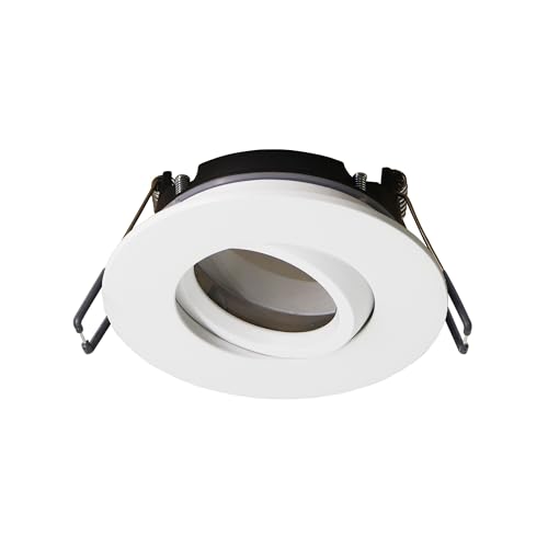 EDO Downlight Empotrable de Techo POLI Bianco – Foco de Techo Redonda Ø95mm – Spot Empotrado con Aro Orientable – IP44 Hermético para Baño, Lavandería y Cocina – sin Casquillo GU10/MR16