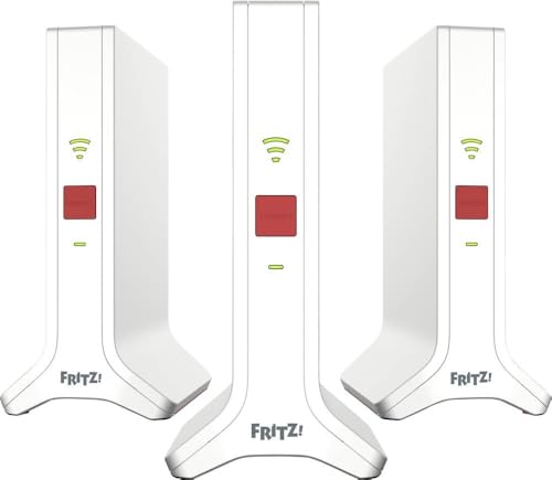 Fritz!Mesh Set 4200 3er-Set (3X Fritz!Repeater, ideal für Internetrouter oder Glasfasermodem (ONT), WLAN-Abdeckung für 5-7 Räume, Triband Wi-Fi 6 mit bis zu 4.200 MBit/s, deutschsprachige Version)