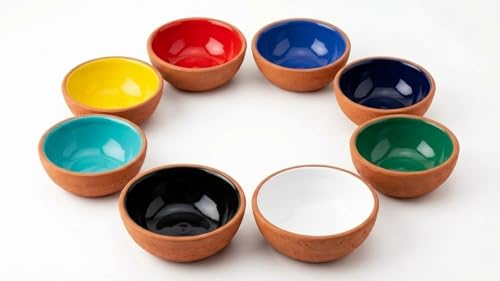 Ayennur Decorative Desing Turkish Ceramic Bowl Set of 6 - Handcrafted Multicolor Small Bowl (Multi 6)