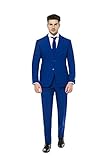 Opposuits Men's Suits - 2 Piece Special Flamingo Inner Lining - Slim Fit - Navy Blue - Includes Blazer, Pants and Tie