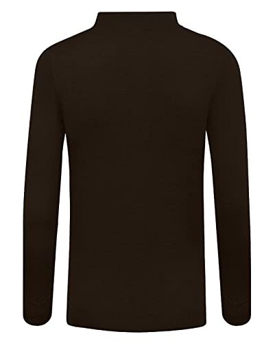 Aiyino Men's Quarter Zip Up Long Sleeve Sweaters Slim Fit Lightweight Mock Neck Pullover Casual Polo Sweater M Brown #TOP2