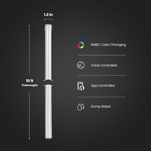 Image of Feit Electric Smart Neon Strip Lights 10FT, Flexible RGBW Color Chasing LED Light Strip, 2.4GHz WiFi Enabled, Works with Alexa and Google Home Assistant, 22W, Music Sync, App Control NF10 /CHASE /AG