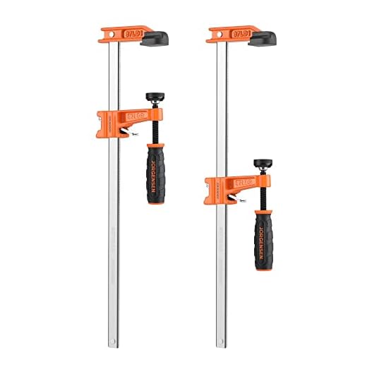 JORGENSEN 300 mm Professional Woodworking Clamps 2 Pack, Quick Release Clamps for Wood, F Clamp Set, Max 136 kg Load Limit