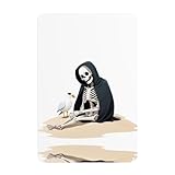 Gpkgsigt Skeleton and seagulls on the beach Printing Tin decorative painting 8x12in Made of tinplate, wear-resistant and durable