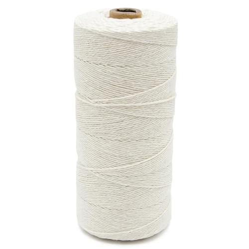 Rruize 綿紐 たこ糸 コットン100% 3本撚り たこ糸 1mm 450m 大容量 ベージュ 細め 大容量 手芸 DIY ラッピング タグ紐 園芸 盆栽 結束用 (450M)