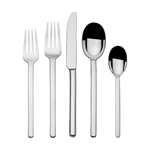 Mikasa Zena 20-Piece Flatware Set, Service for 4, 18/0 Stainless Steel Silverware with Contemporary Curved Design, Dishwasher Safe Cutlery Set