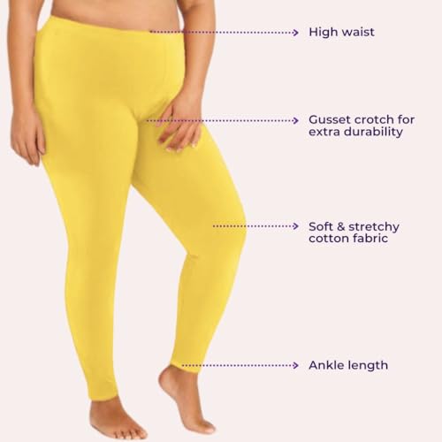 Image of Adira | Plus Size Leggings for Women | Plus Size Leggings for Women | High Waist | Ankle Length | Soft Cotton & Elastane Blend | Non-See-Through | Gusset Crotch Prevents Ripping