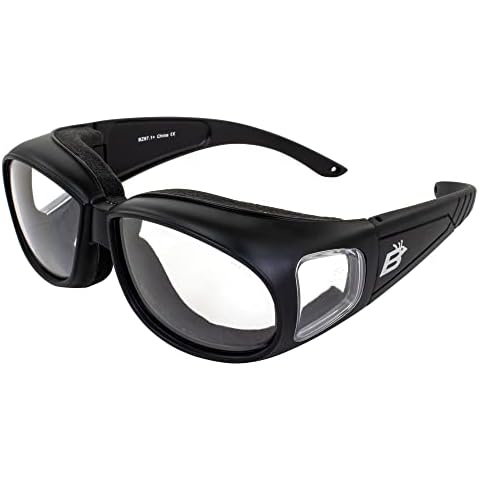 Birdz Swallow Fit Over Padded Motorcycle Safety Glasses Black Frame Cover