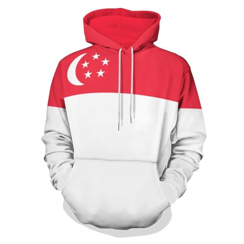 Sweat à capuche drapeau de Singapour 3D pour look streetwear tendance