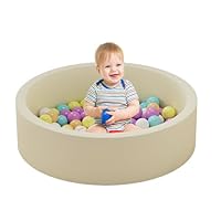 hoopyosms Children's Foam Ball Pit, Soft Round Ball Pool for Toddlers, Baby Play Ball Pool, Memory Foam for Indoor (Balls NOT Included), Beige