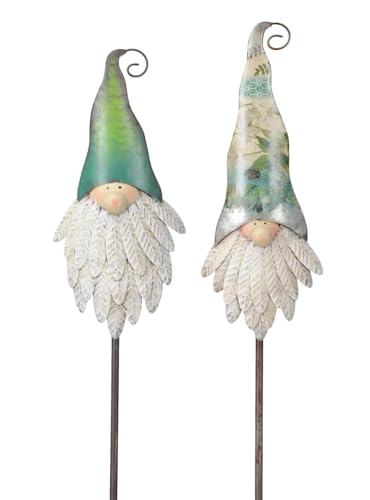 NETPROSHOP Gartenstecker Wichtelkopf lieb gestaltet Mütze grün oder Fleur Höhe ca.80cm Metall, Auswahl:Mütze grün