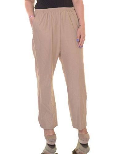 Alfred Dunner Petite Classic Solid Pull On Pants 12 Tan