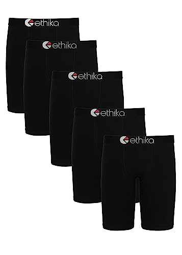 Ethika Mens Staple Boxer Brief | 5-Pack Blackout